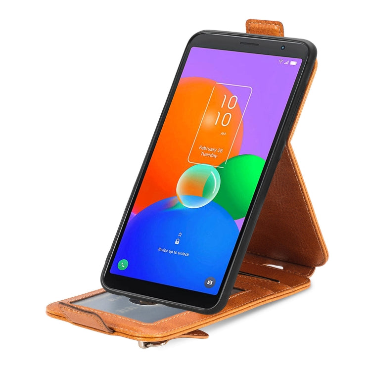 For TCL 403 Zipper Wallet Vertical Flip Leather Phone Case