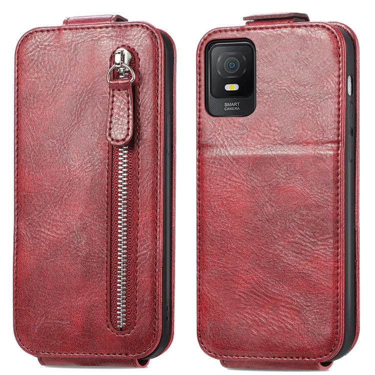 For TCL 403 Zipper Wallet Vertical Flip Leather Phone Case