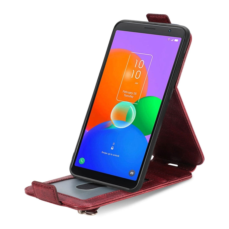 For TCL 403 Zipper Wallet Vertical Flip Leather Phone Case