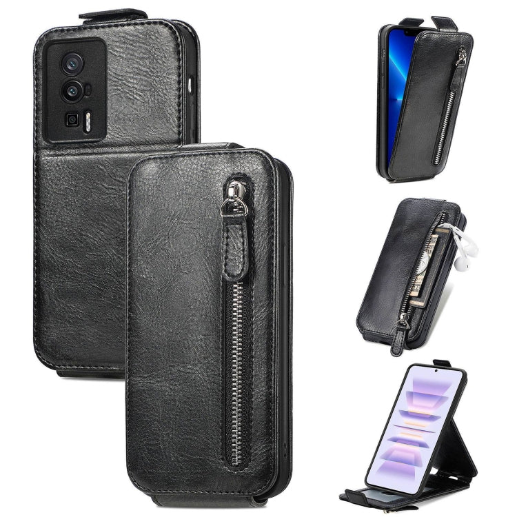 For Xiaomi Redmi K60 Pro Zipper Wallet Vertical Flip Leather Phone Case