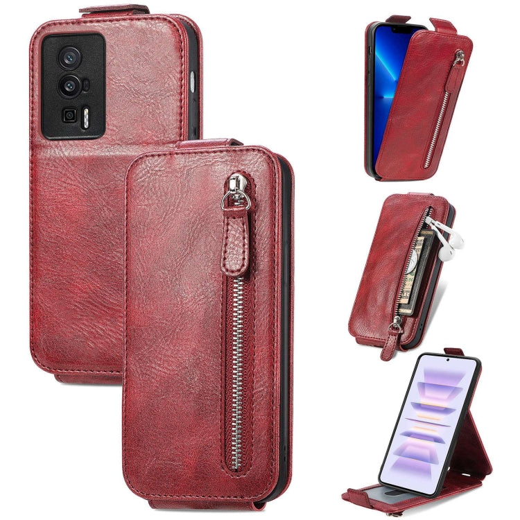 For Xiaomi Redmi K60 Pro Zipper Wallet Vertical Flip Leather Phone Case