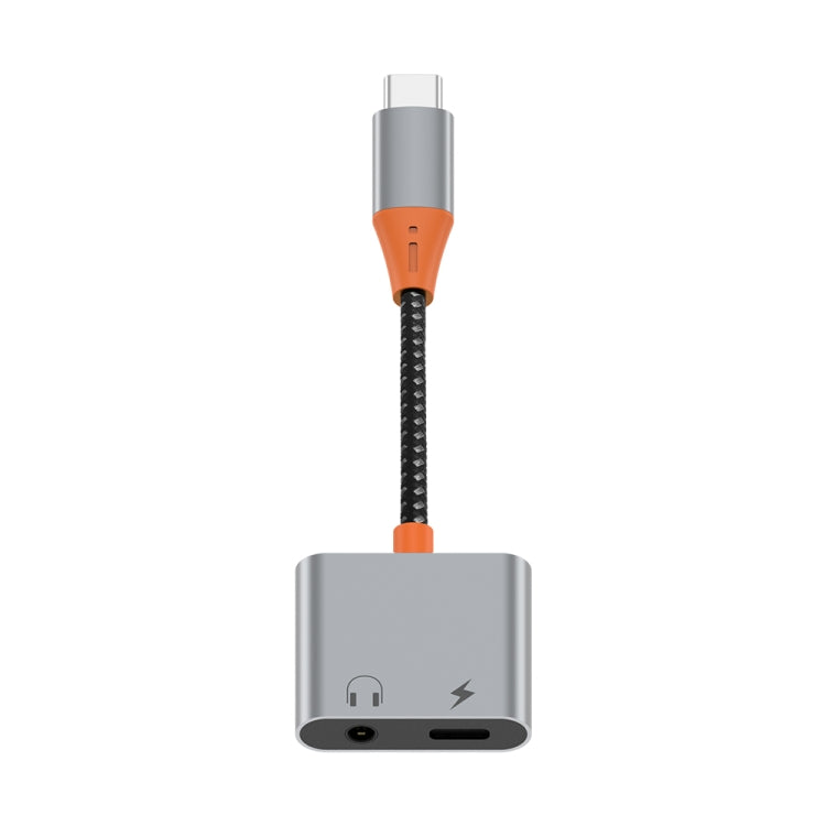 WIWU LT10 USB-C / Type-C Male to USB-C / Type-C Charging+3.5mm Audio Female Earphone Adapter