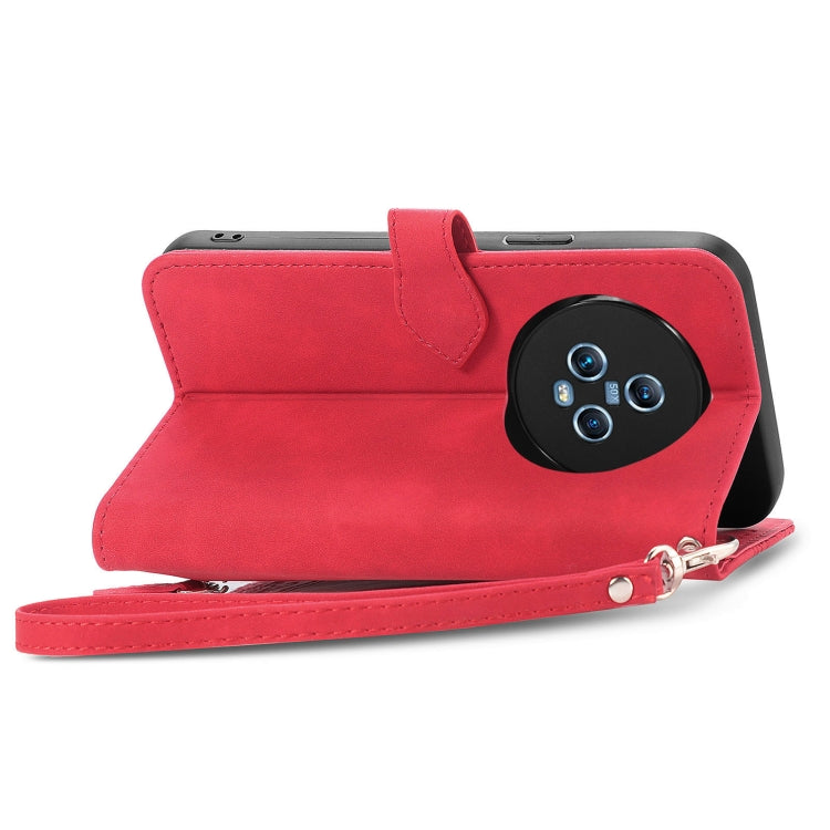 For Honor Magic5 Embossed Flower Zipper Leather Phone Case