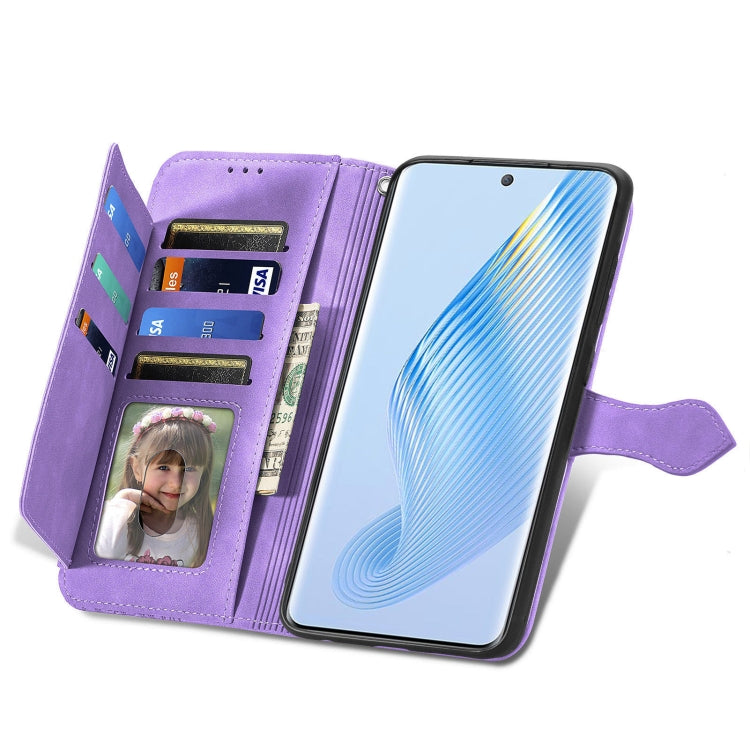 For Honor Magic5 Embossed Flower Zipper Leather Phone Case