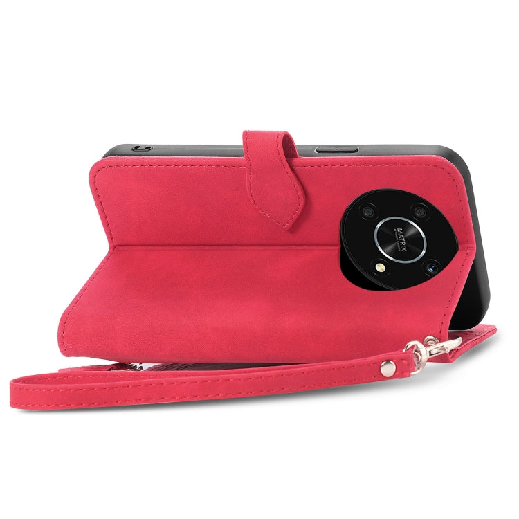 For Honor X30 5G Embossed Flower Zipper Leather Phone Case