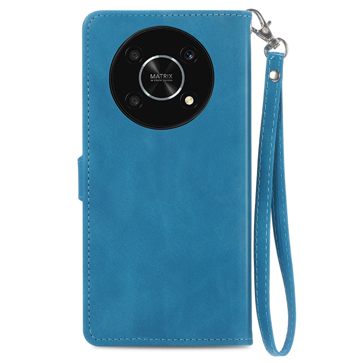 For Honor X30 5G Embossed Flower Zipper Leather Phone Case