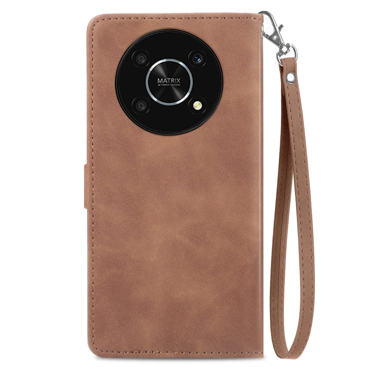 For Honor X30 5G Embossed Flower Zipper Leather Phone Case