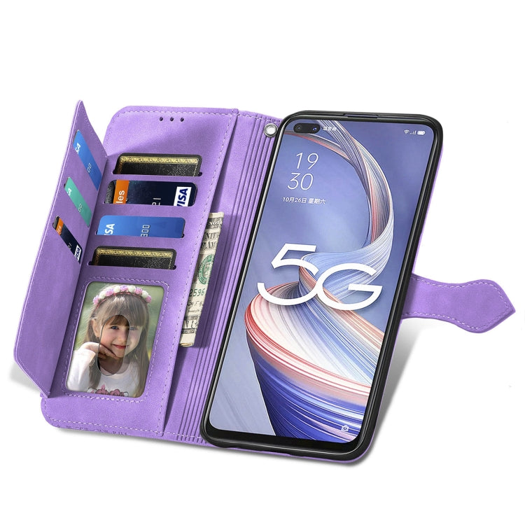 For OPPO Reno4 Z 5G Embossed Flower Zipper Leather Phone Case