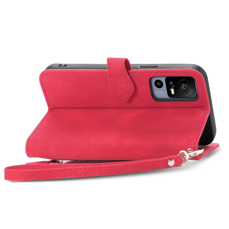 For TCL 40R Embossed Flower Zipper Leather Phone Case