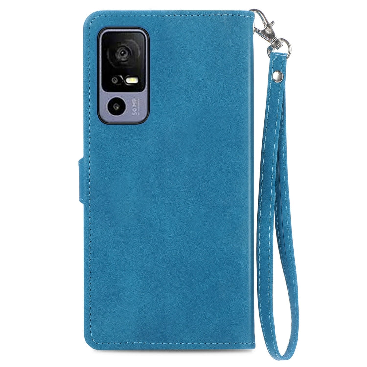 For TCL 40R Embossed Flower Zipper Leather Phone Case