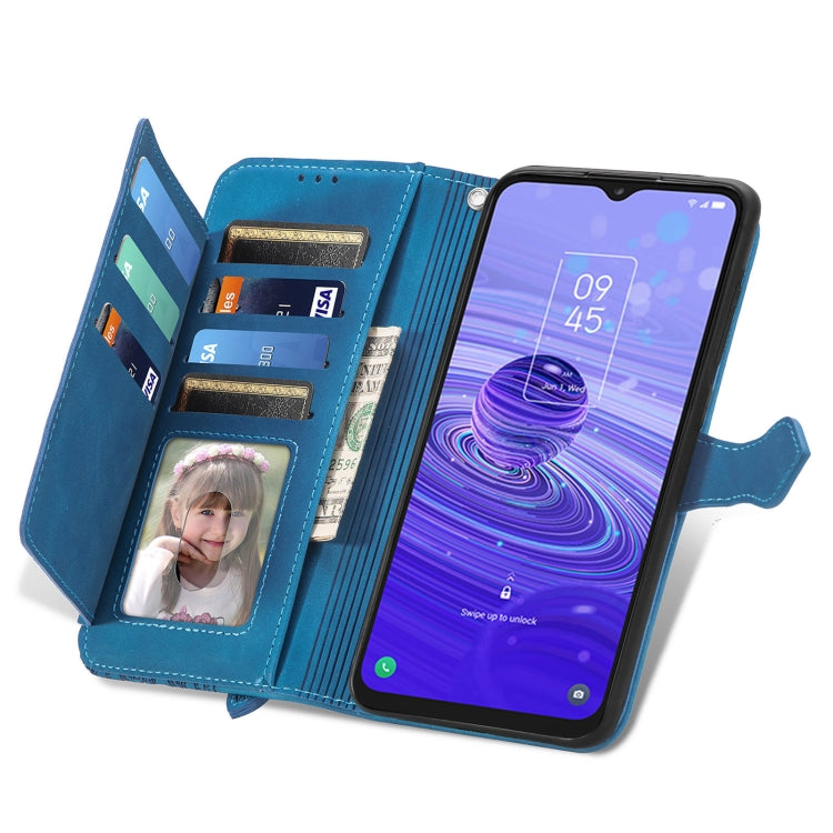 For TCL 40R Embossed Flower Zipper Leather Phone Case