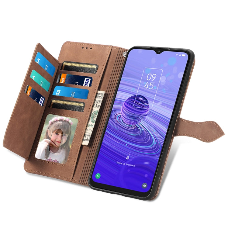 For TCL 40R Embossed Flower Zipper Leather Phone Case