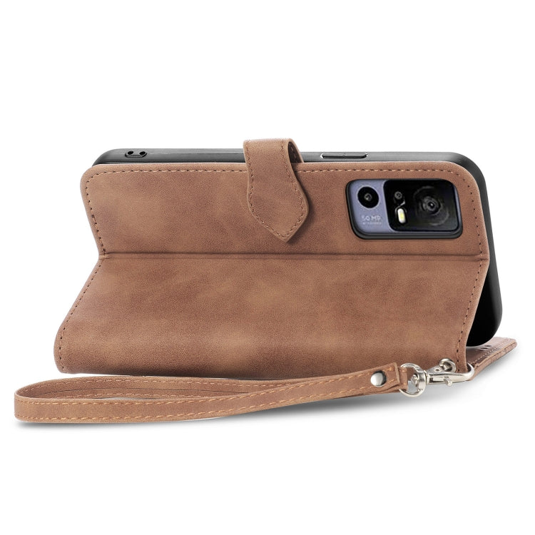 For TCL 40R Embossed Flower Zipper Leather Phone Case