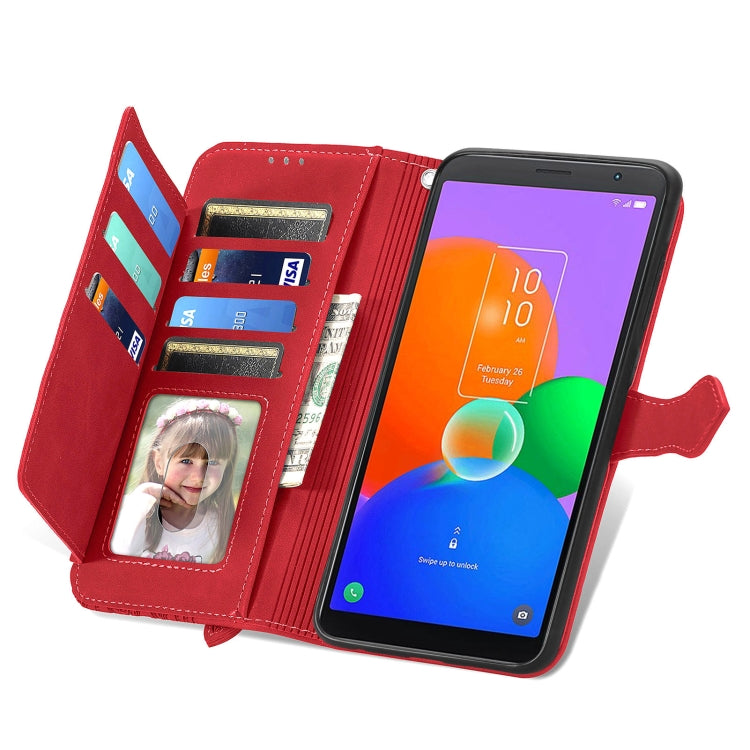 For TCL 403 Embossed Flower Zipper Leather Phone Case