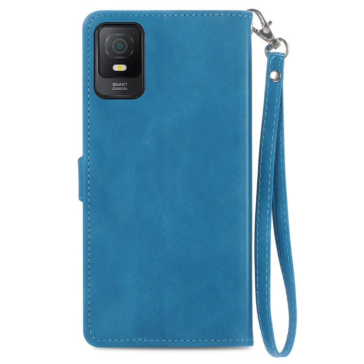 For TCL 403 Embossed Flower Zipper Leather Phone Case