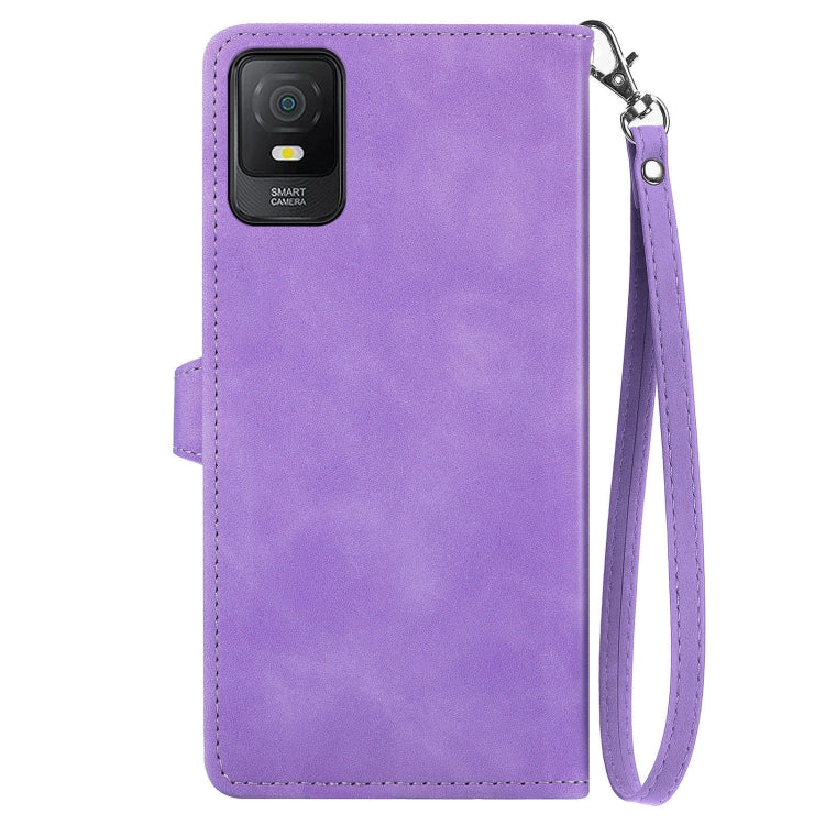 For TCL 403 Embossed Flower Zipper Leather Phone Case