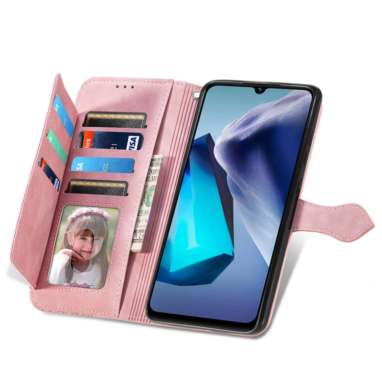 For vivo T1 Embossed Flower Zipper Leather Phone Case