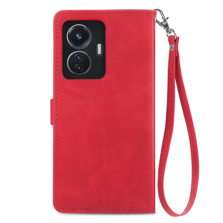 For vivo T1 Embossed Flower Zipper Leather Phone Case