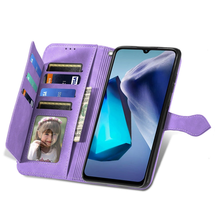 For vivo T1 Embossed Flower Zipper Leather Phone Case