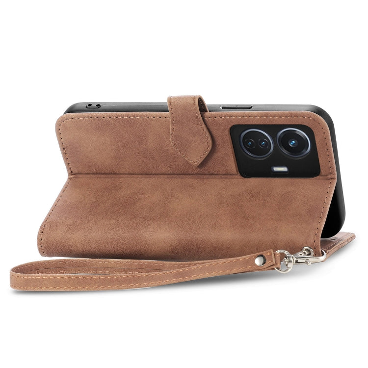 For vivo T1 Embossed Flower Zipper Leather Phone Case