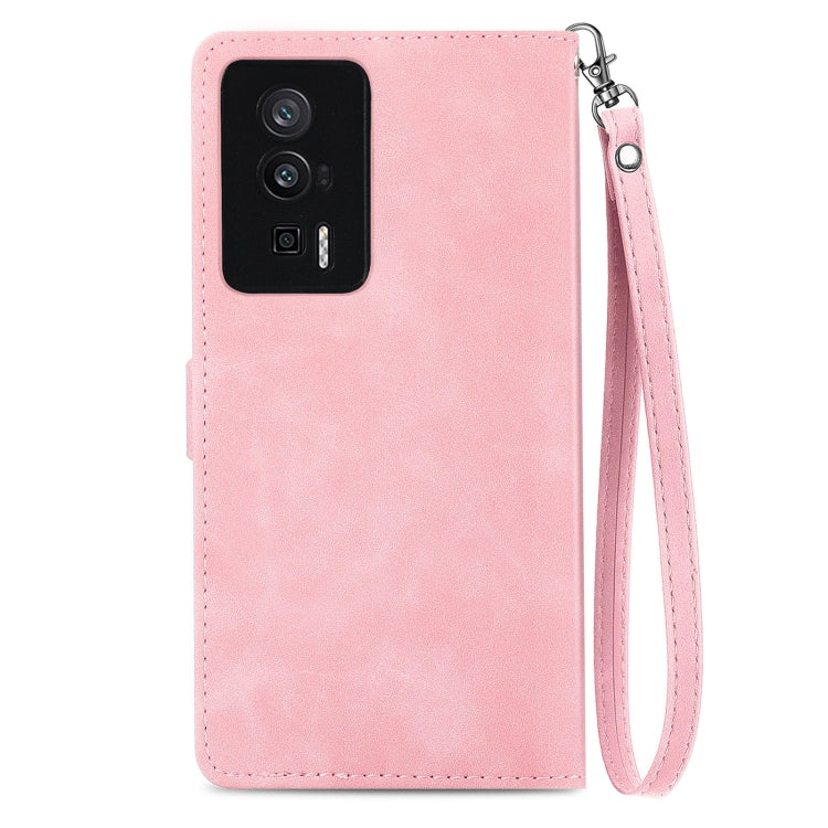 For Xiaomi Redmi K60 Pro Embossed Flower Zipper Leather Phone Case