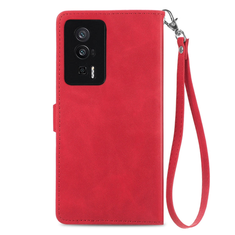 For Xiaomi Redmi K60 Pro Embossed Flower Zipper Leather Phone Case