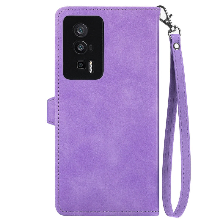 For Xiaomi Redmi K60 Pro Embossed Flower Zipper Leather Phone Case