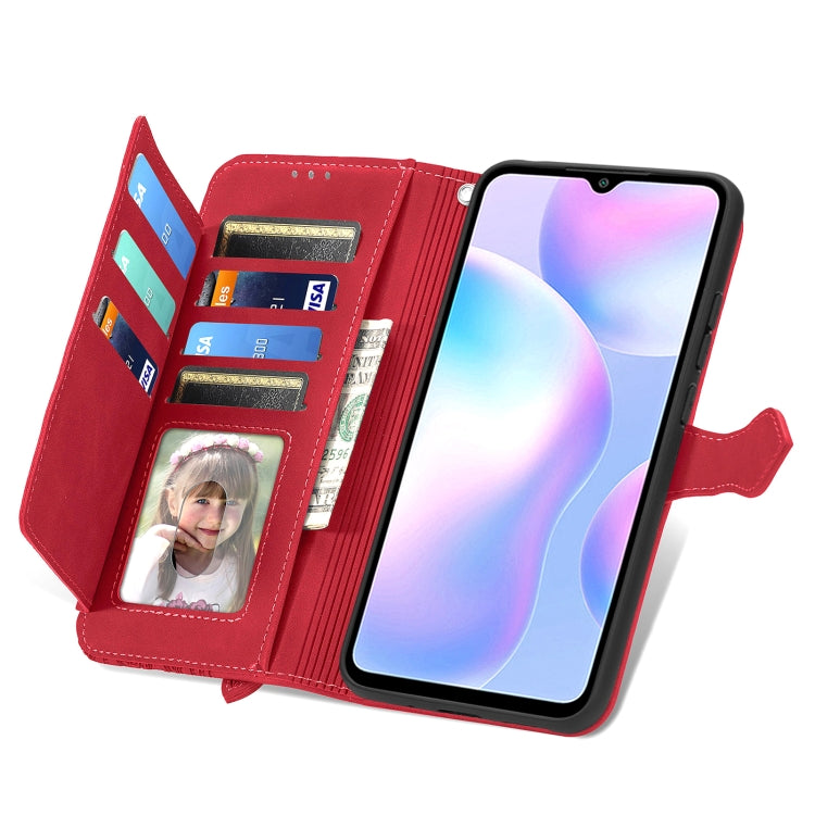 For Xiaomi Redmi 9A Embossed Flower Zipper Leather Phone Case