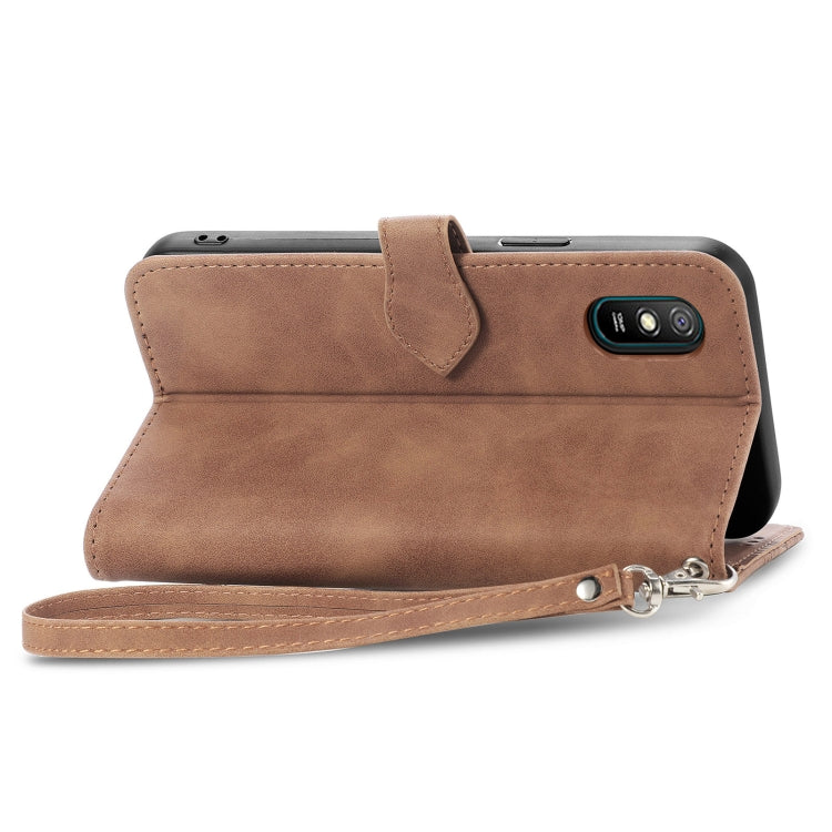 For Xiaomi Redmi 9A Embossed Flower Zipper Leather Phone Case