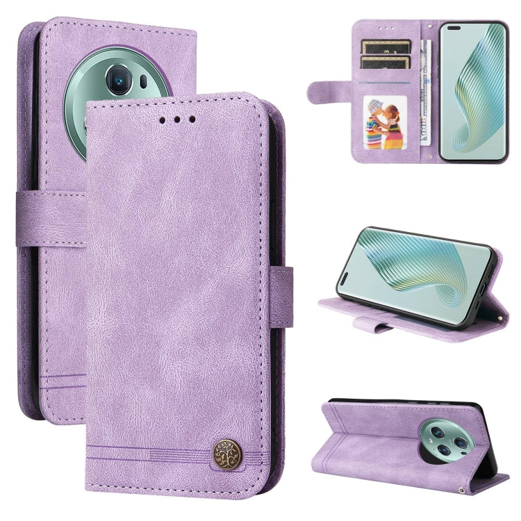 For Honor Magic5 Pro Skin Feel Life Tree Metal Button Leather Phone Case