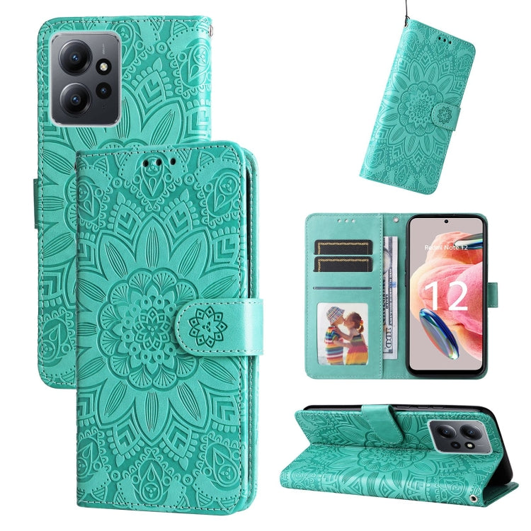 For Xiaomi Redmi Note 12 4G Global Embossed Sunflower Leather Phone Case