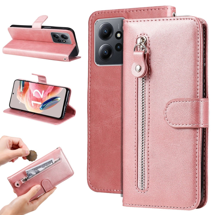 For Xiaomi Redmi Note 12 4G Global Calf Texture Zipper Leather Phone Case