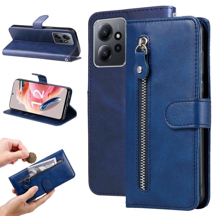 For Xiaomi Redmi Note 12 4G Global Calf Texture Zipper Leather Phone Case