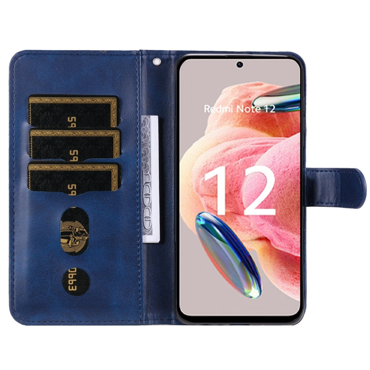 For Xiaomi Redmi Note 12 4G Global Calf Texture Zipper Leather Phone Case