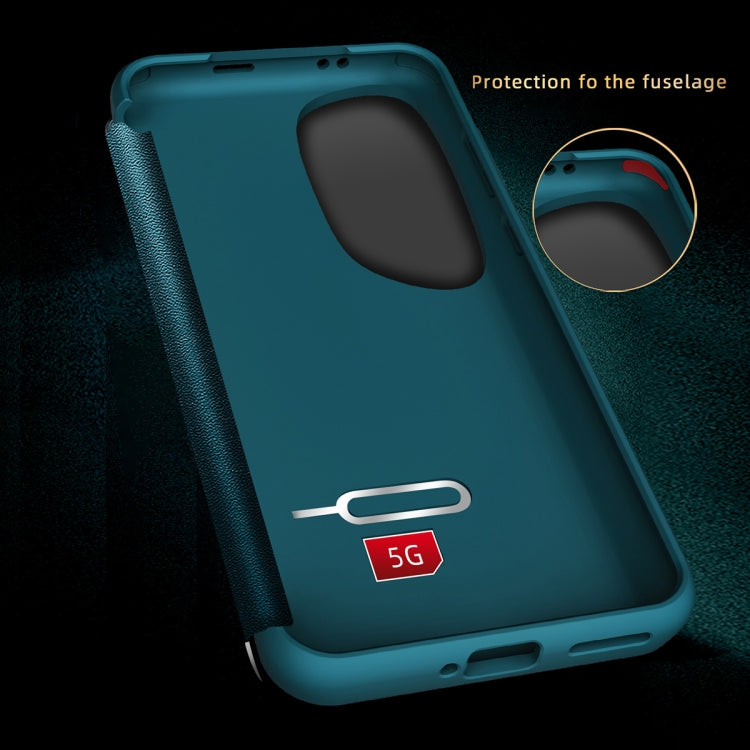 For Huawei P60 Art Magnetic Side Window View Leather Smart Phone Case