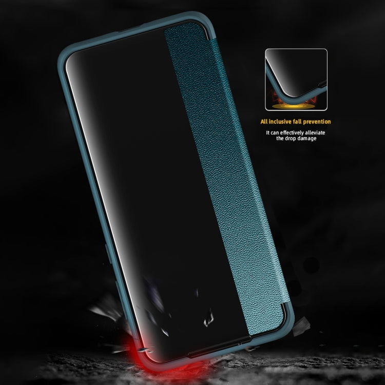 For Huawei P60 Art Magnetic Side Window View Leather Smart Phone Case