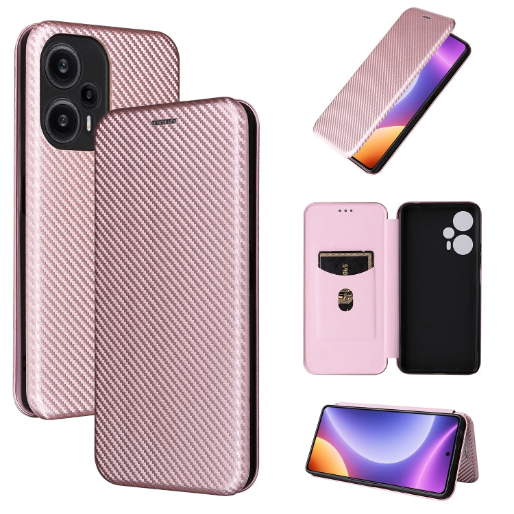 For Xiaomi Redmi Note 12 Turbo Carbon Fiber Texture Flip Leather Phone Case