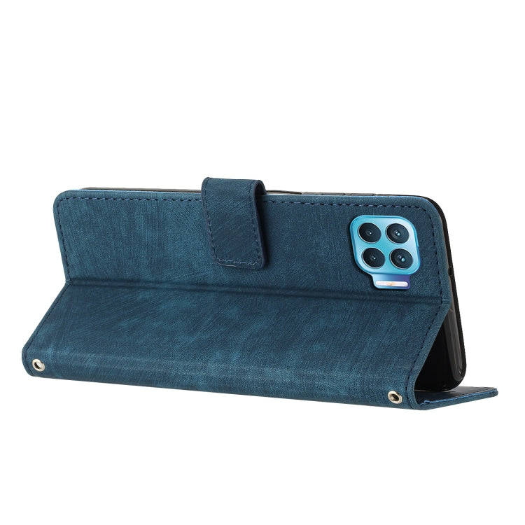 For OPPO A93 4G / F17 Pro / Reon4 F / Reon4 Lite Skin Feel Stripe Pattern Leather Phone Case with Lanyard