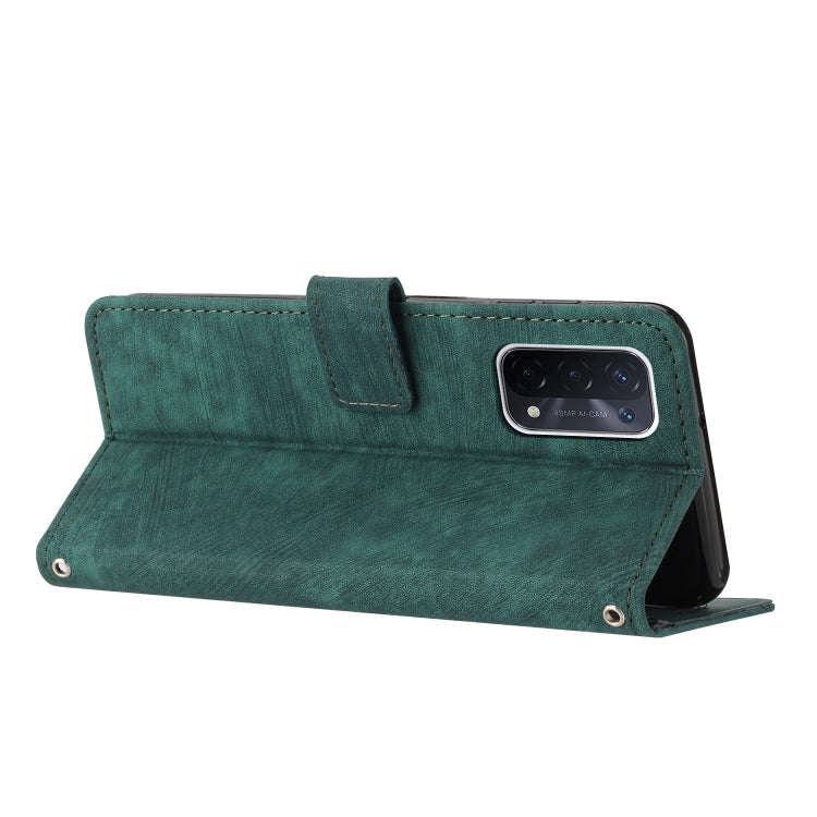 For OPPO A74 5G / A93 5G / A54 5G Skin Feel Stripe Pattern Leather Phone Case with Lanyard