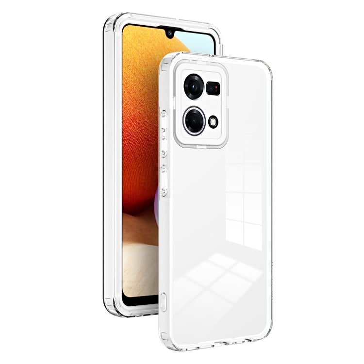 For OPPO Reno7 4G / Reno8 4G / F21 Pro 4G 3 in 1 Clear TPU Color PC Frame Phone Case