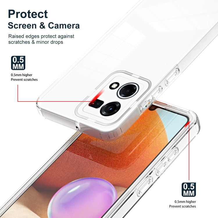 For OPPO Reno7 4G / Reno8 4G / F21 Pro 4G 3 in 1 Clear TPU Color PC Frame Phone Case