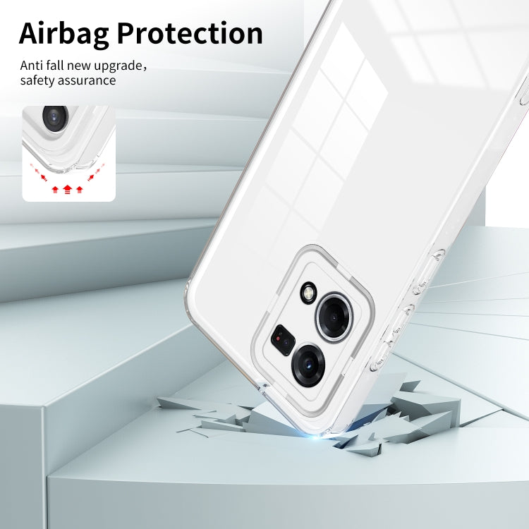 For OPPO Reno7 4G / Reno8 4G / F21 Pro 4G 3 in 1 Clear TPU Color PC Frame Phone Case