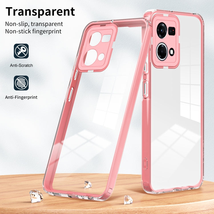 For OPPO Reno7 4G / Reno8 4G / F21 Pro 4G 3 in 1 Clear TPU Color PC Frame Phone Case