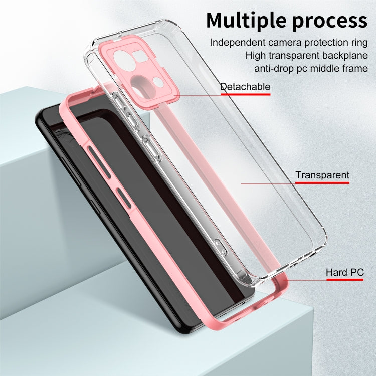 For OPPO Reno7 4G / Reno8 4G / F21 Pro 4G 3 in 1 Clear TPU Color PC Frame Phone Case