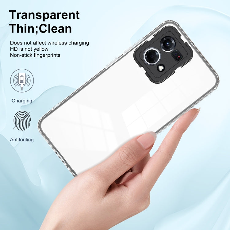For OPPO Reno7 4G / Reno8 4G / F21 Pro 4G 3 in 1 Clear TPU Color PC Frame Phone Case