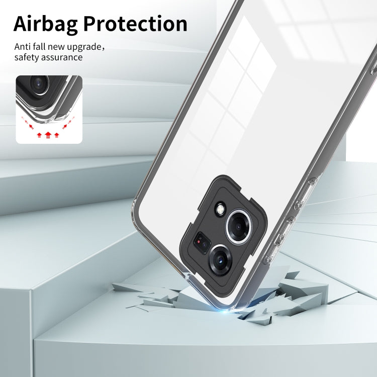 For OPPO Reno7 4G / Reno8 4G / F21 Pro 4G 3 in 1 Clear TPU Color PC Frame Phone Case