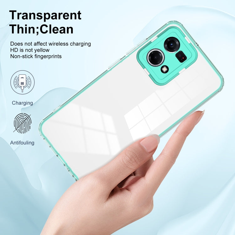 For OPPO Reno7 4G / Reno8 4G / F21 Pro 4G 3 in 1 Clear TPU Color PC Frame Phone Case