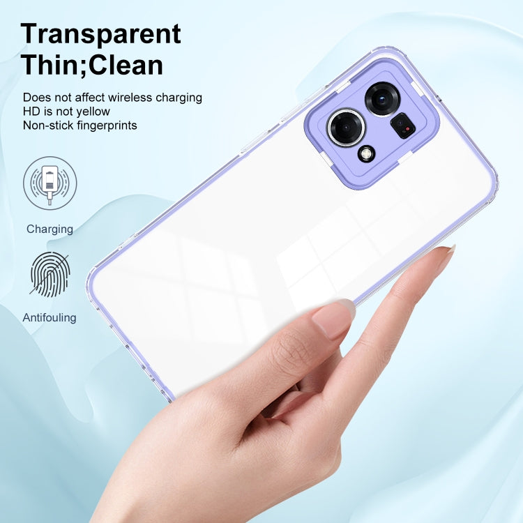 For OPPO Reno7 4G / Reno8 4G / F21 Pro 4G 3 in 1 Clear TPU Color PC Frame Phone Case