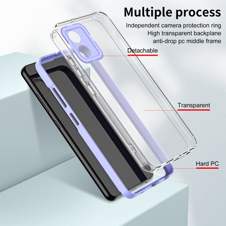 For Motorola Moto E13 3 in 1 Clear TPU Color PC Frame Phone Case