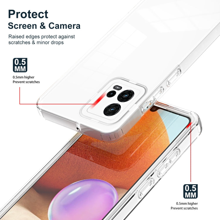 For Motorola Moto G72 5G 3 in 1 Clear TPU Color PC Frame Phone Case